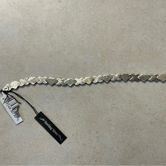 925 Silver Sterling Silver Bracelet 7-1.2" Heart X Pattern- Vintage -NWT - Picture 3 of 8
